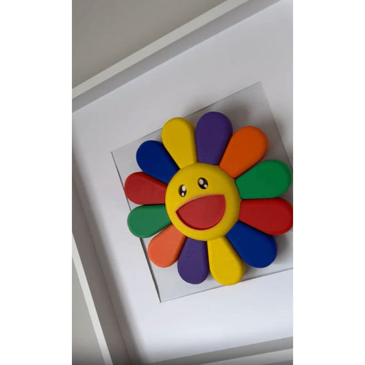 Fleur Murakami encadrée – Sculpture murale pop art - Boutique Ømm