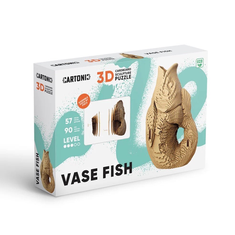 Puzzle 3D en carton "Vase Fish" – Sculpture à assembler Cartonic - Boutique Ømm