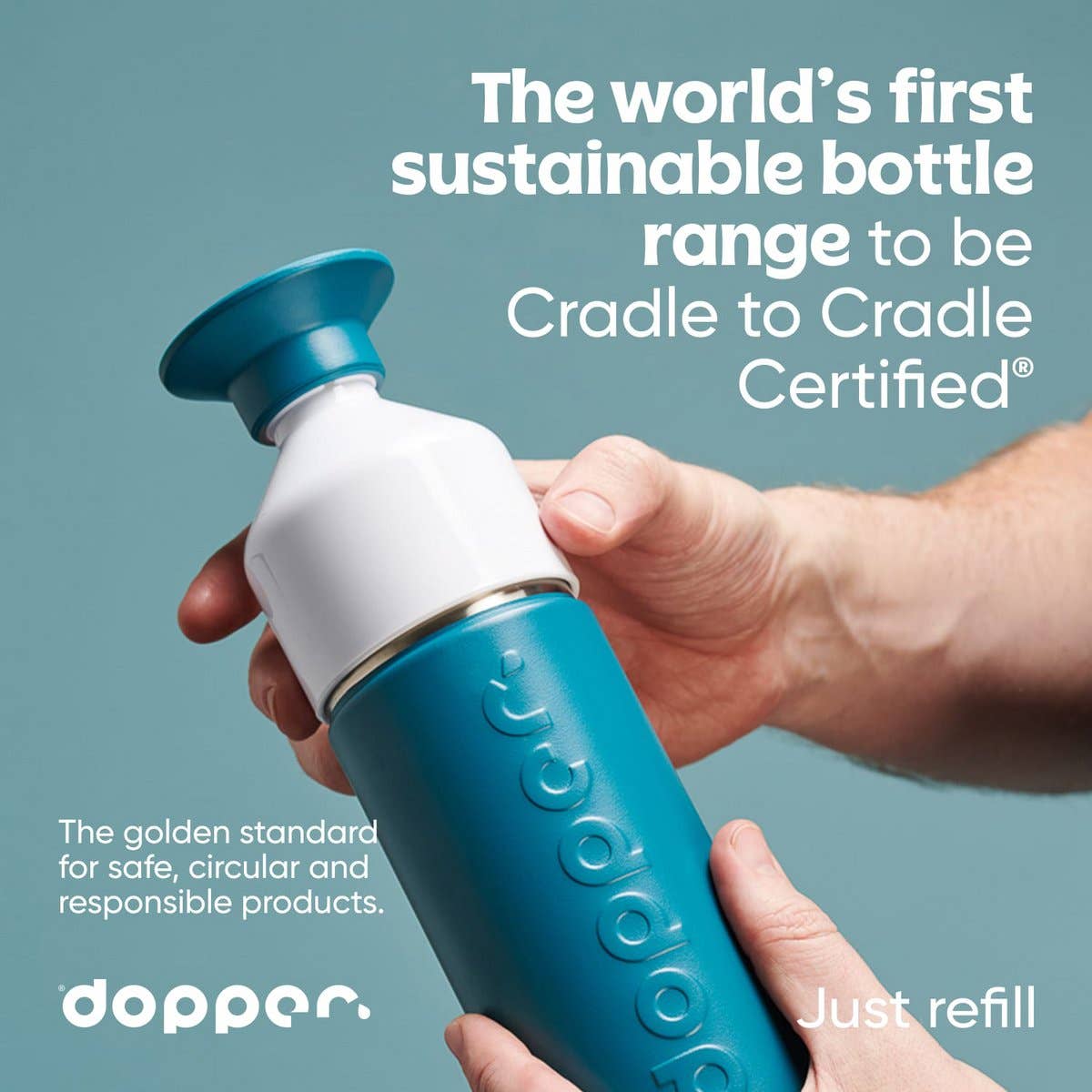 Gourde isotherme Dopper Insulated 580 ml Silver en acier inoxydable avec finition brossée et bouchon gobelet blanc