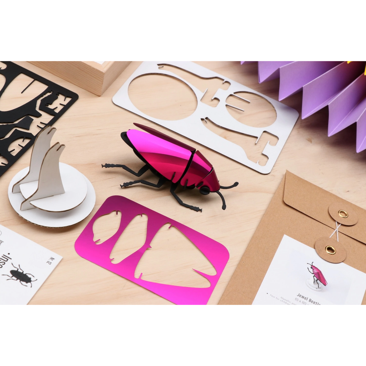 Scarabée Bijou 3D Assembli en papier Pink Metallic à assembler soi-même