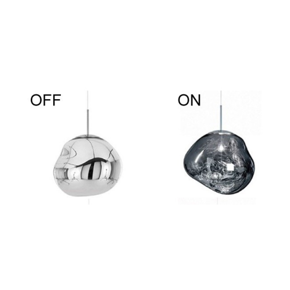 Suspension Globo en verre effet miroir fumé au design organique avec ampoule visible