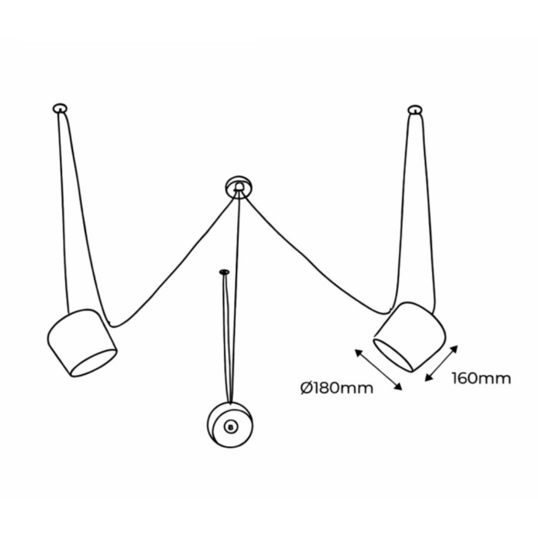 Suspension Loft en aluminium noir avec plusieurs abat-jour et longs câbles déportés au plafond