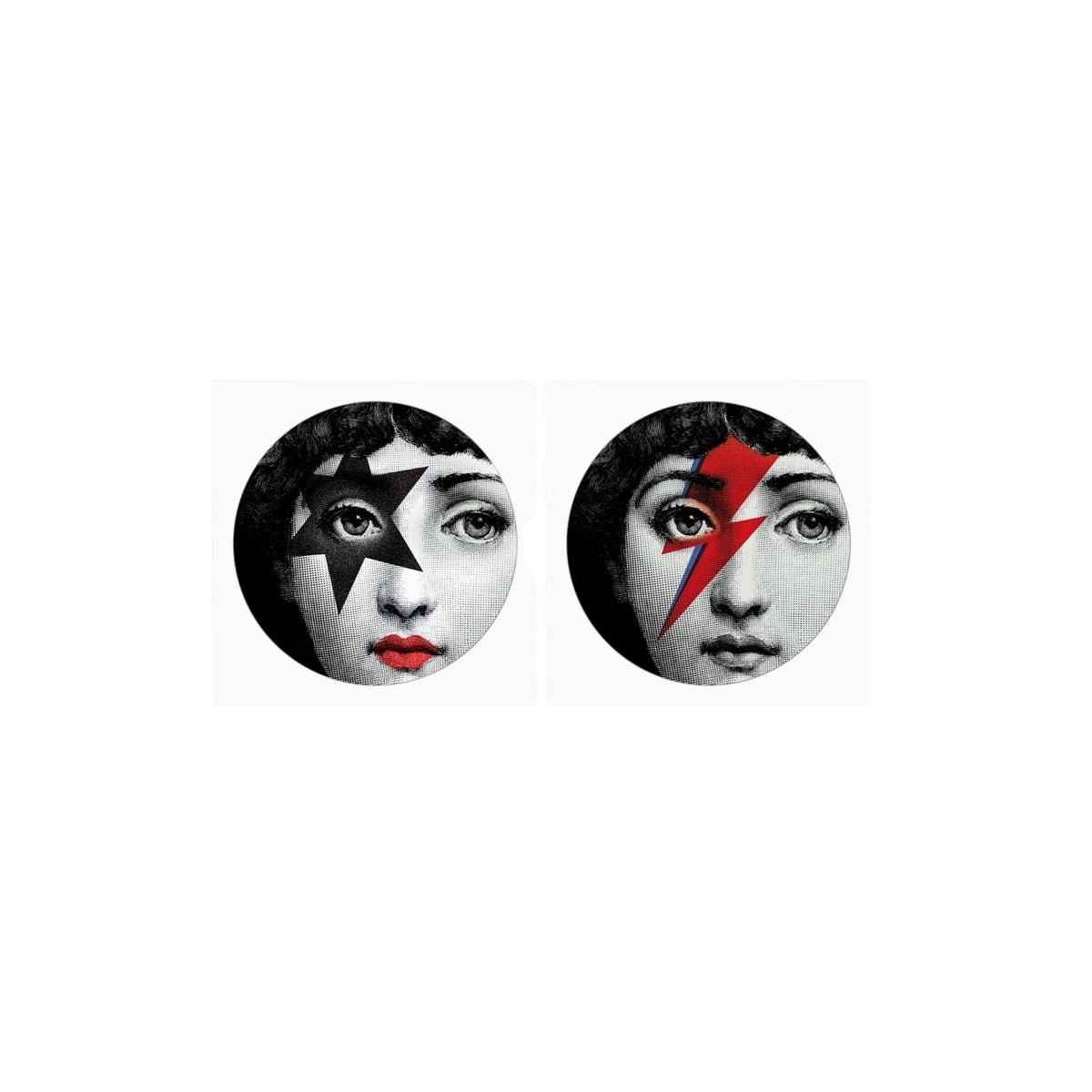 Lot de 2 autocollants de carreaux Lina Pop Boubouki 15 × 15 cm avec portrait étoile noire et éclair rouge