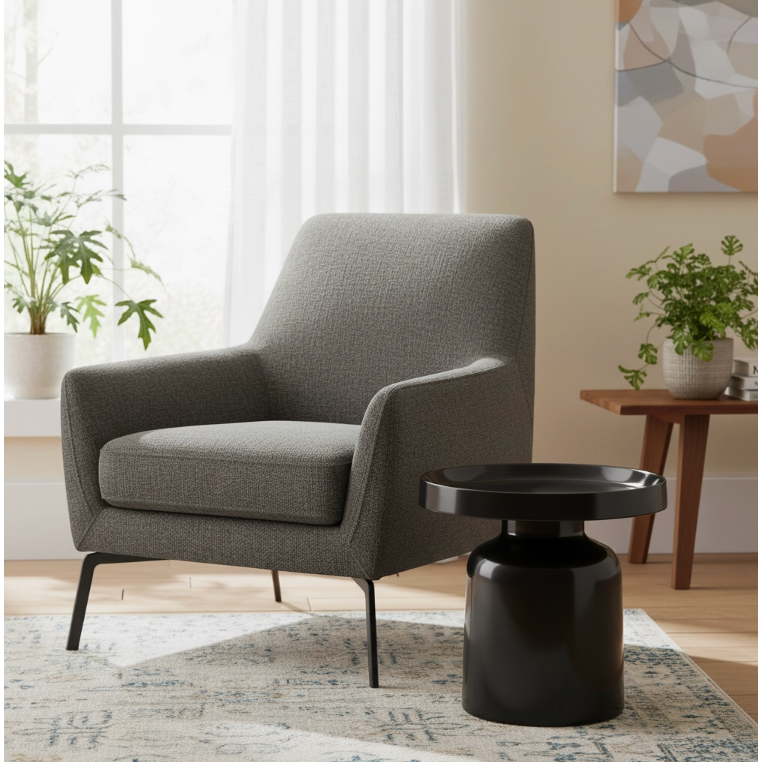 Table d’appoint PION Housevitamin en métal noir Ø43 × 42 cm