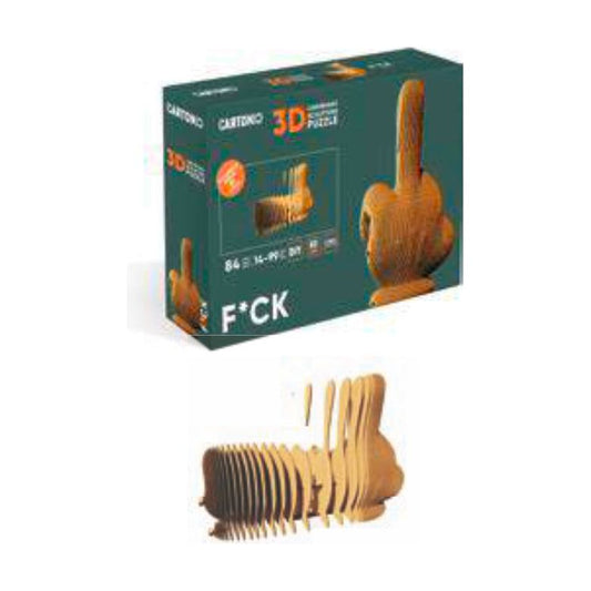 Puzzle 3D Main F*ck en carton recyclé – Sculpture provoc’ DIY par Cartonic