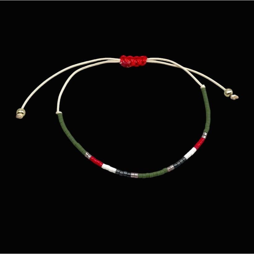 Bracelet japonais Miyuki Red Oliv – Bracelet bohème ajustable Parsley & Pepper - Boutique Ømm