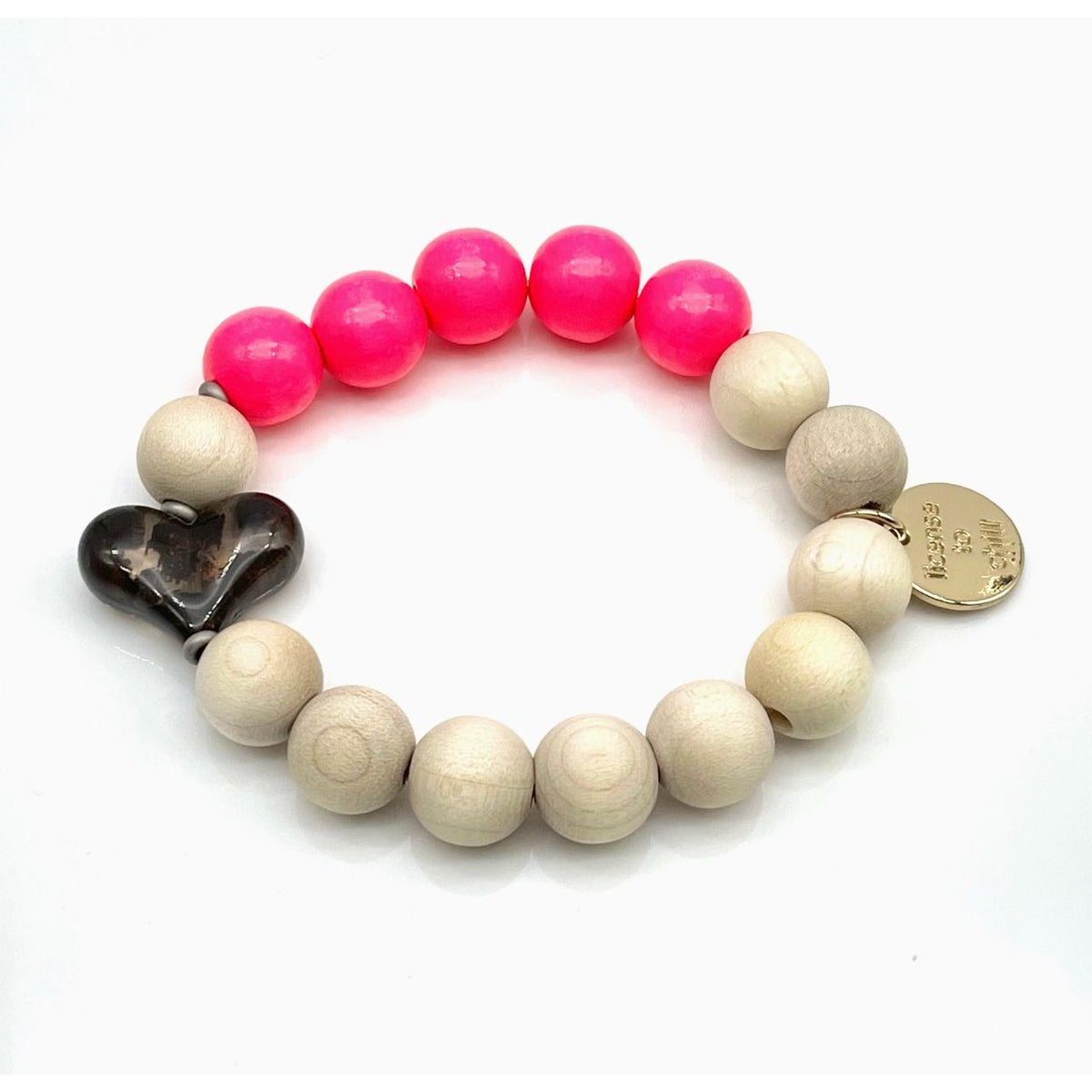 Bracelet NEON x WOOD Parsley & Pepper - bracelet perles bois et néon - Boutique Ømm