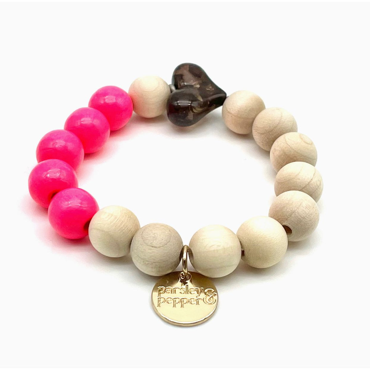 Bracelet NEON x WOOD Parsley & Pepper - bracelet perles bois et néon - Boutique Ømm