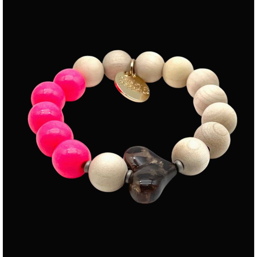 Bracelet NEON x WOOD Parsley & Pepper - bracelet perles bois et néon - Boutique Ømm