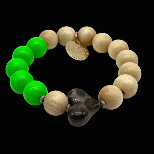 Bracelet NEON x WOOD Vert Parsley & Pepper - bracelet perles bois et néon - Boutique Ømm