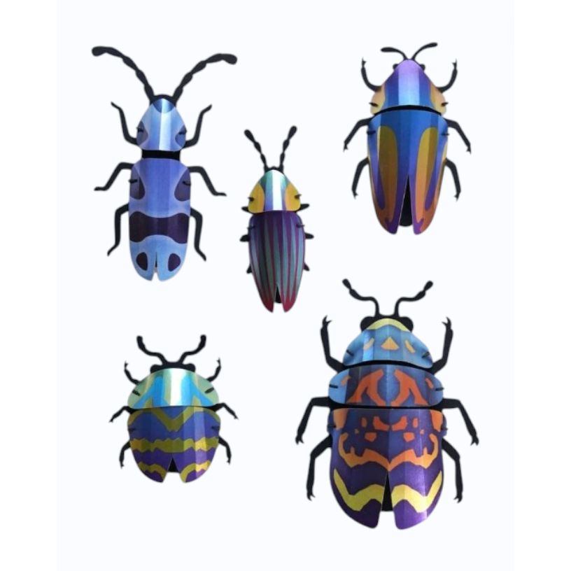 Collection de Coléoptères 3D “Blue Blend” – DIY déco murale – Assembli - Boutique Ømm