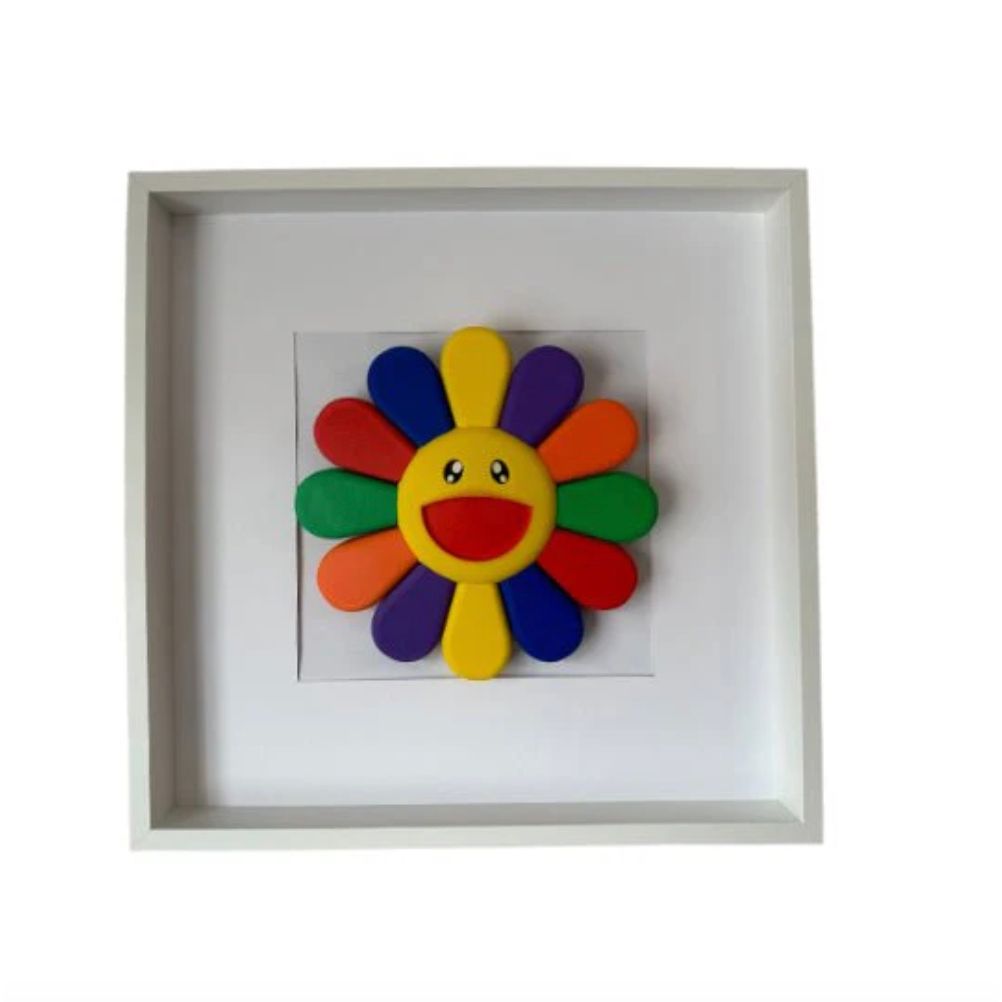 Fleur Murakami encadrée – Sculpture murale pop art - Boutique Ømm