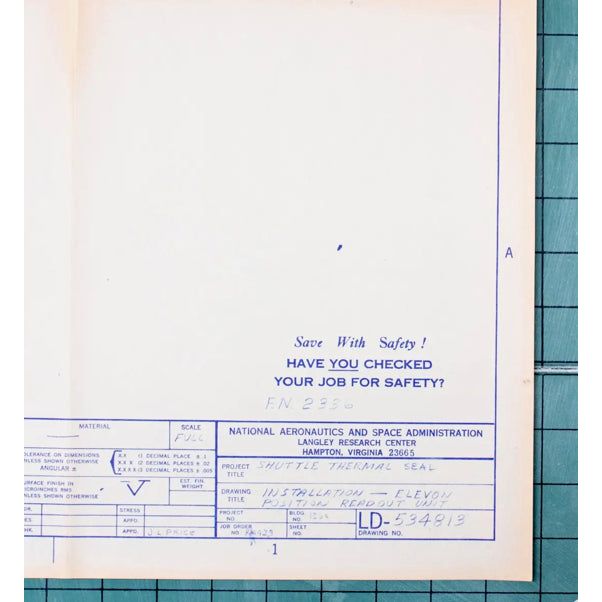 Fragment de plan original NASA – Navette spatiale Columbia (1975) - Boutique Ømm