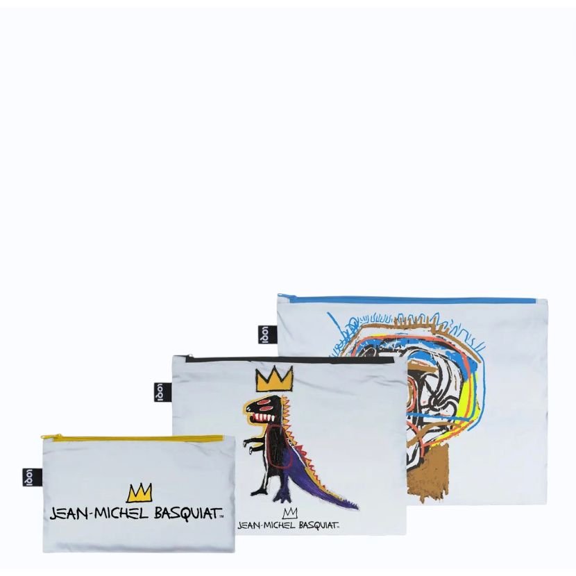 Set de 3 Pochettes Zippées Réfléchissantes JEAN-MICHEL BASQUIAT – Couronne & PEZ – LOQI - Boutique Ømm