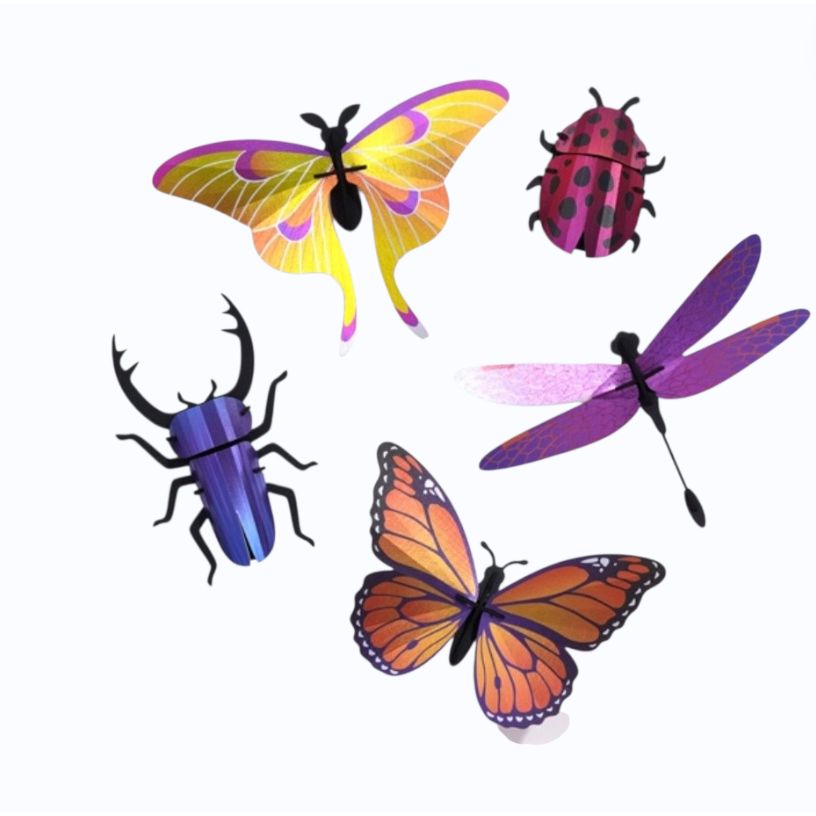 Set d’insectes 3D en papier “Purple Blend” – DIY déco murale – Assembli - Boutique Ømm